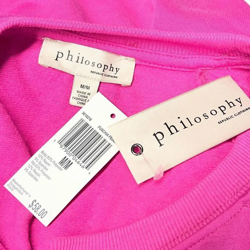 Philosophy Pink “Be Mine” Sweatshirt Valentine Embroidery Pullover Women’s M NWT